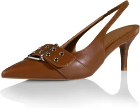 anteikira Women's Kitten Heel Eyelet Slingback Pumps Pointed Toe Buckle 2 Inch Low Heel Slingbacks Fashion Dressy Party Heels for Women