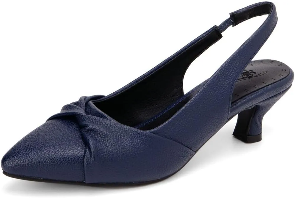 DINTAHA Pointed Toe Slingback Kitten Heels for Women,Low Kitten Heel Pumps Office Dress Shoes