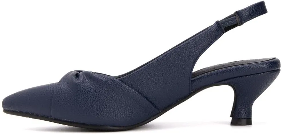 DINTAHA Pointed Toe Slingback Kitten Heels for Women,Low Kitten Heel Pumps Office Dress Shoes
