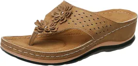 Eduavar Orthopedic Sandals for Women Arch Support Sandals Flip Flops Comfy Wedge Walking Slippers Anti-Slip Breathable Sandal