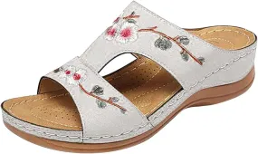 Lausiuoe Comfortable Orthopedic Sandals For Women Dressy Summer Comfortable Arch Support Open Toe Orthotic Slides Flip Flops