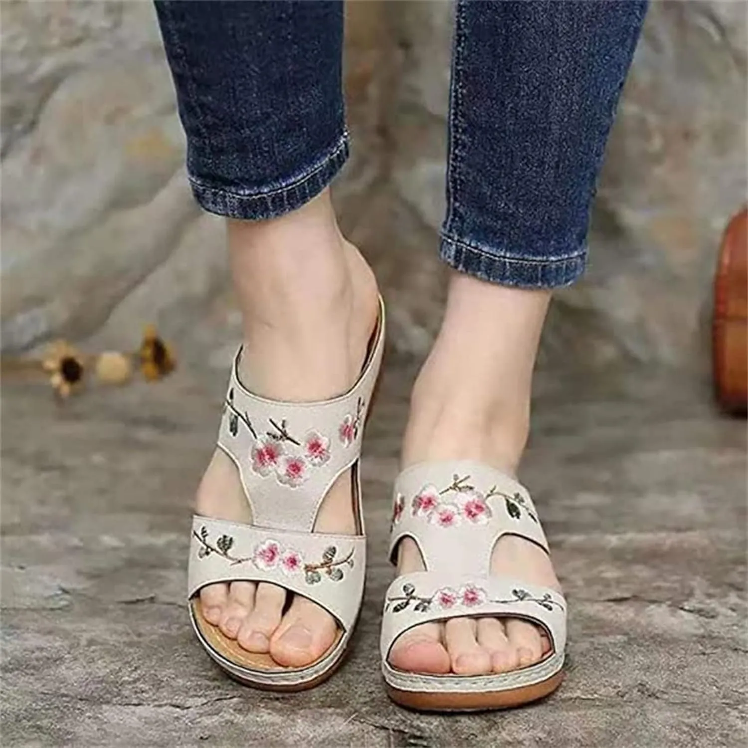 Lausiuoe Comfortable Orthopedic Sandals For Women Dressy Summer Comfortable Arch Support Open Toe Orthotic Slides Flip Flops