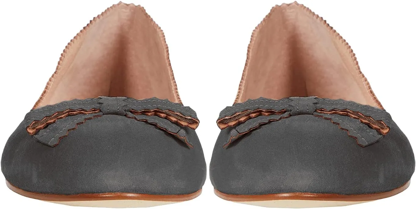 LEHOOR Women Bow Flats Shoes Round Closed Toe Slip on Ballet Flats Suede Flat Heel Dress Shoes Comfortable Office Work Flats Ladies Girls Casual Club Party Church Driving Flats Spring Cute 4-11 M US