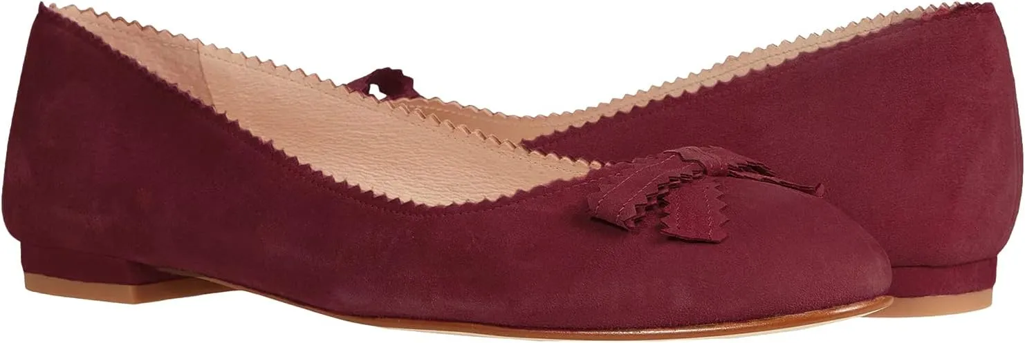 LEHOOR Women Bow Flats Shoes Round Closed Toe Slip on Ballet Flats Suede Flat Heel Dress Shoes Comfortable Office Work Flats Ladies Girls Casual Club Party Church Driving Flats Spring Cute 4-11 M US