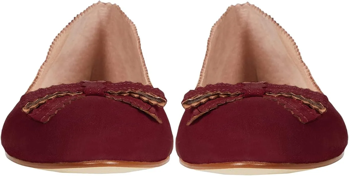 LEHOOR Women Bow Flats Shoes Round Closed Toe Slip on Ballet Flats Suede Flat Heel Dress Shoes Comfortable Office Work Flats Ladies Girls Casual Club Party Church Driving Flats Spring Cute 4-11 M US