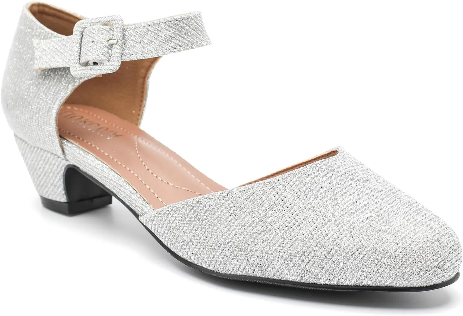 LIURUIJIA Women's Ankle Strap Low Heel Dress Shoes Closed Toe Formal Work Wedding Bridal Heels Comfortable Pumps