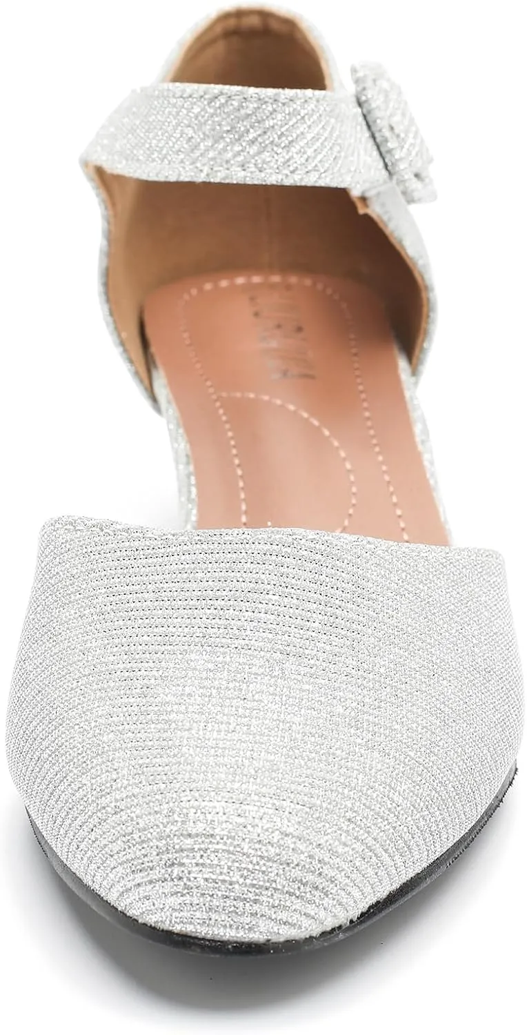 LIURUIJIA Women's Ankle Strap Low Heel Dress Shoes Closed Toe Formal Work Wedding Bridal Heels Comfortable Pumps