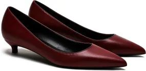 MOOMMO Low Kitten Heel Pumps for Women Pointed Toe Satin Dress Shoes Slip On 1 Inch Low Heel Work Pumps Comfy Basic Casual Office Evening Party Bridal Pump Shoes 4-13 M US