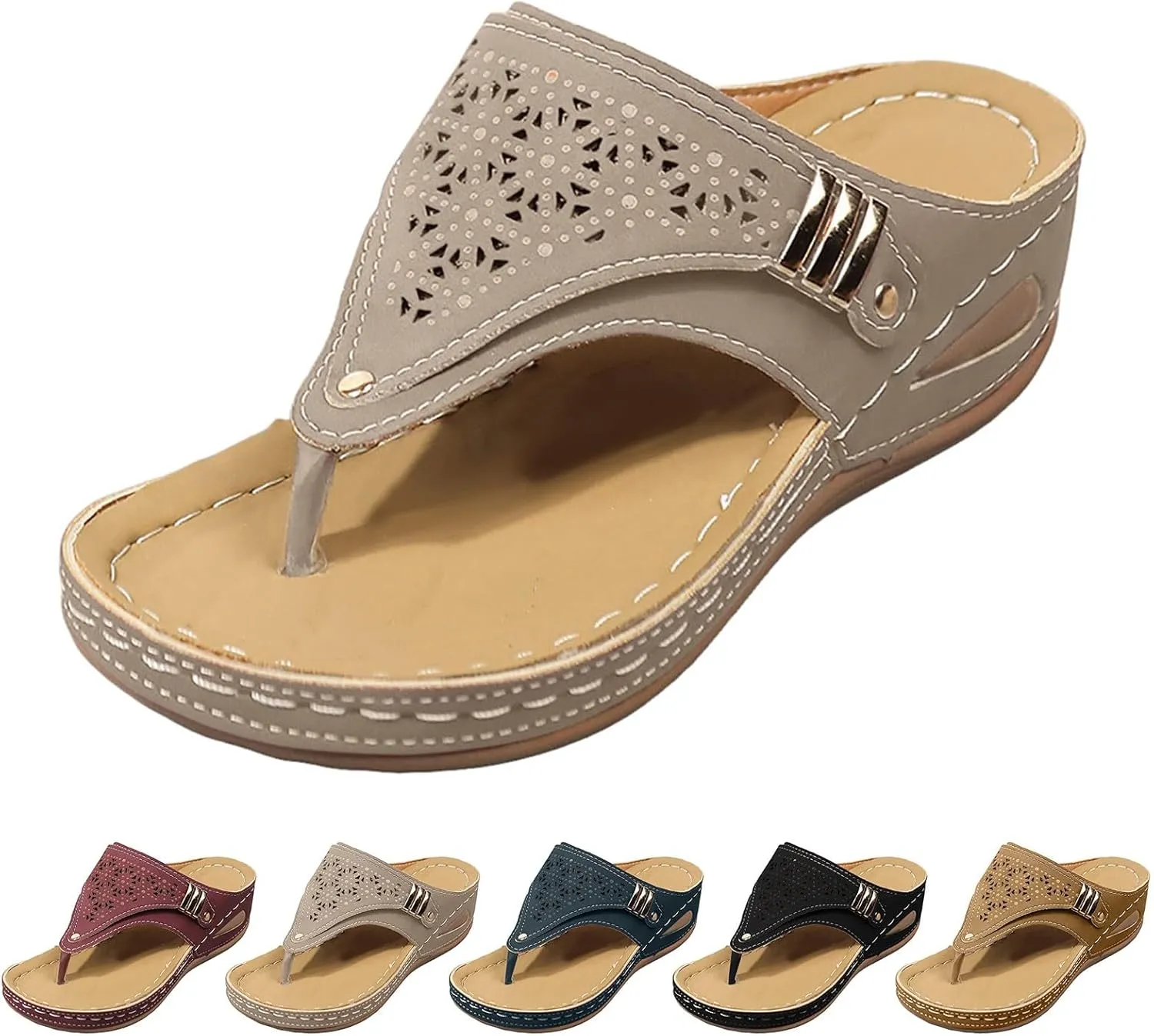 Orthopedic Sandals for Women, Women Dressy Summer Comfortable Sandals Arch Support Wedge Sandals Flip Flops Sandals