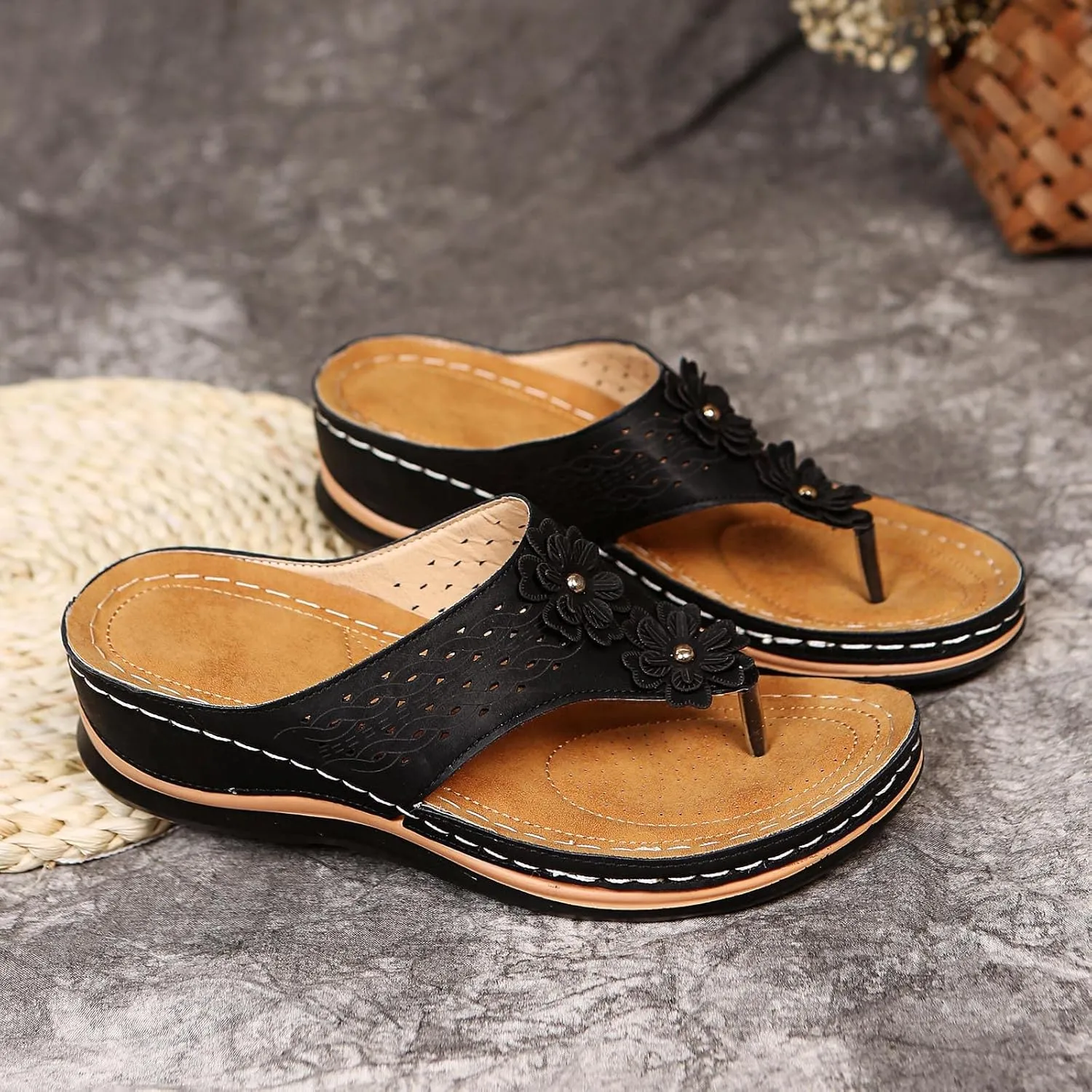 Orthopedic Wedge Sandals for Women Dressy Summer Comfortable Walking Sandals with Arch Support Fashion Platform Slides Shoes