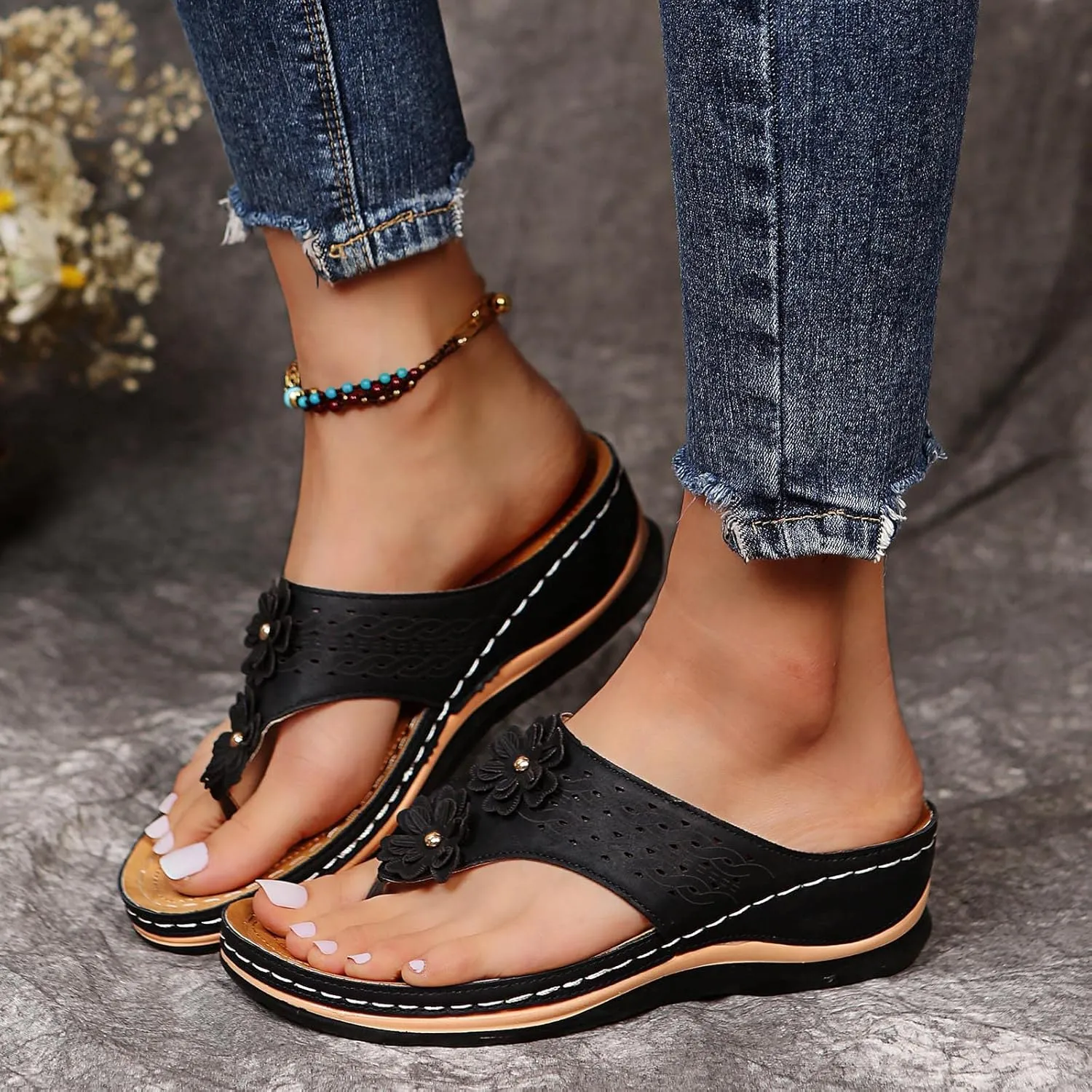 Orthopedic Wedge Sandals for Women Dressy Summer Comfortable Walking Sandals with Arch Support Fashion Platform Slides Shoes