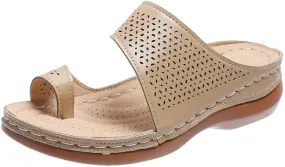 Orthopedic Wedge Sandals For Women Orthopedic Clip Toe Non Slip Slippers Fashion Vintage Cutout Slippers Beach Walking Shoes for Summer Outdoor Casual