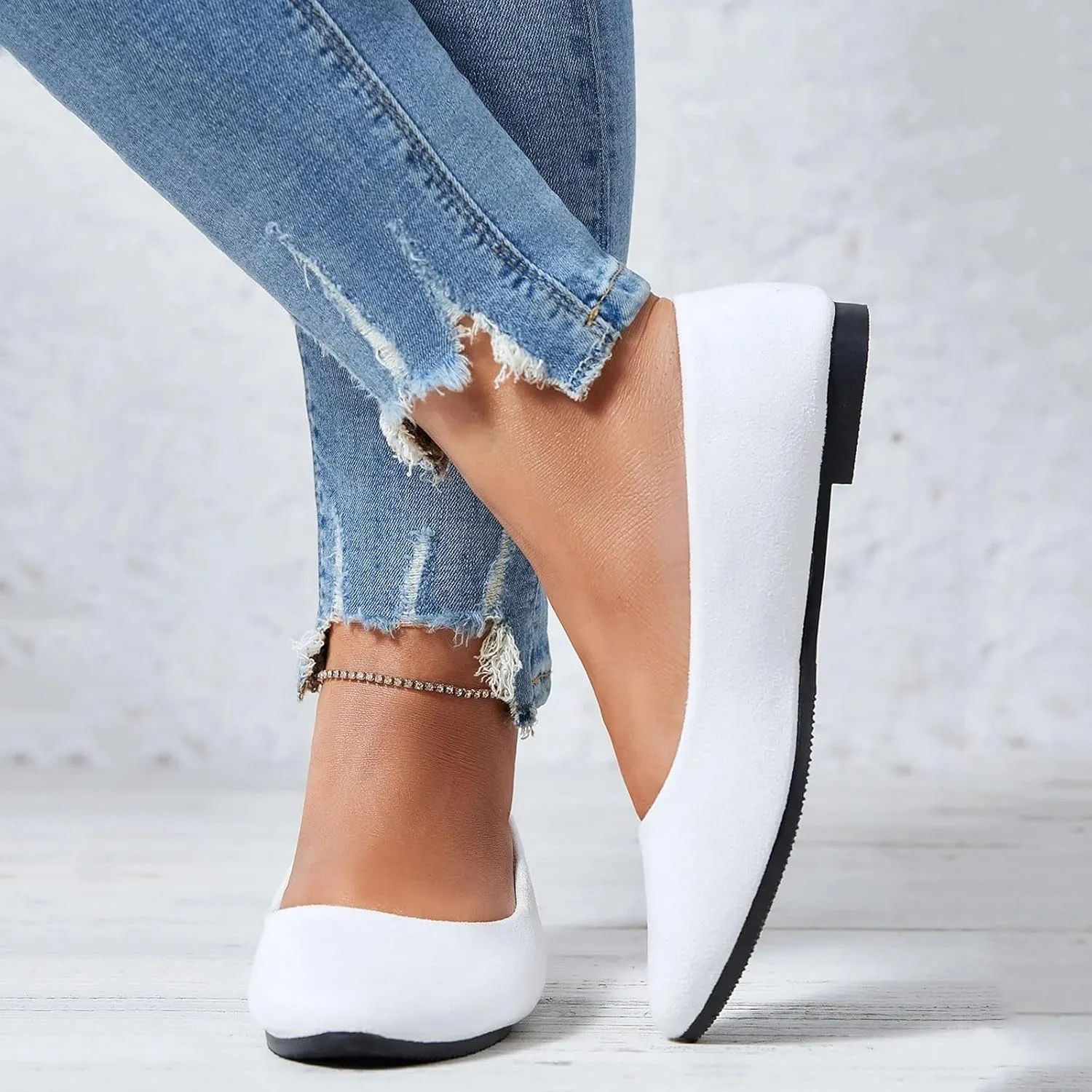 Pointed Toe Flats for Women Dressy Casual, Low Heel Dress Shoes Comfortable, Slip-on Business Work Loafer Shoes for Women