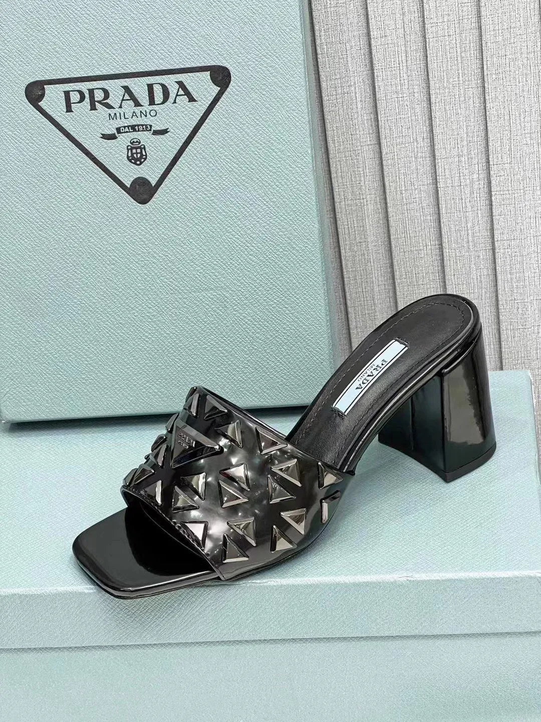 PRA EMBROIDERED SANDALS 65 BLACK CALFSKIN
