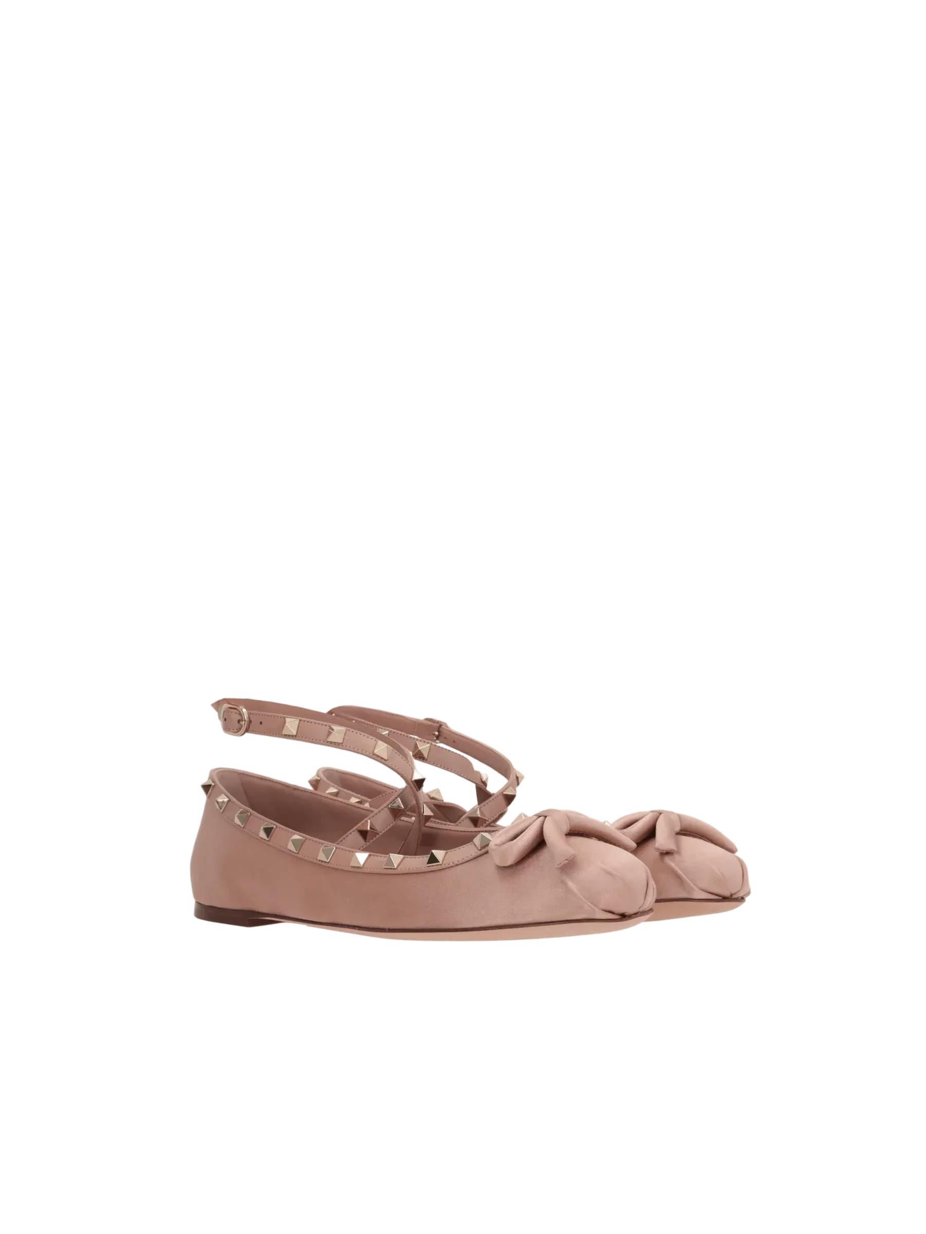 Rockstud Satin Ballet Flats