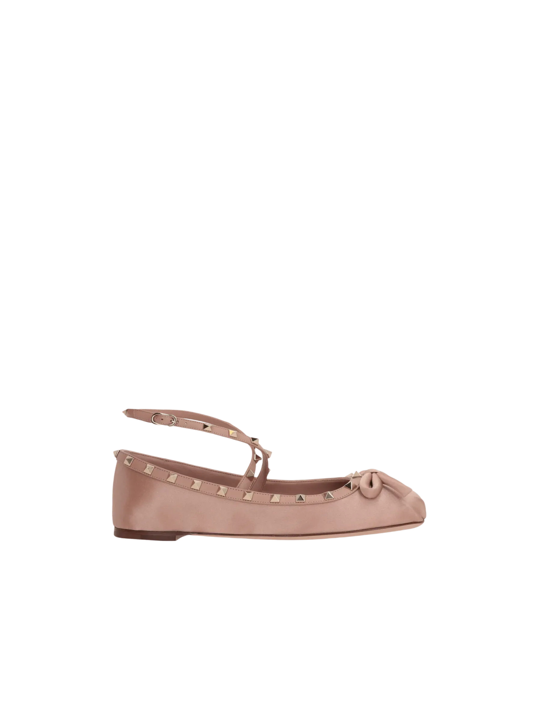 Rockstud Satin Ballet Flats