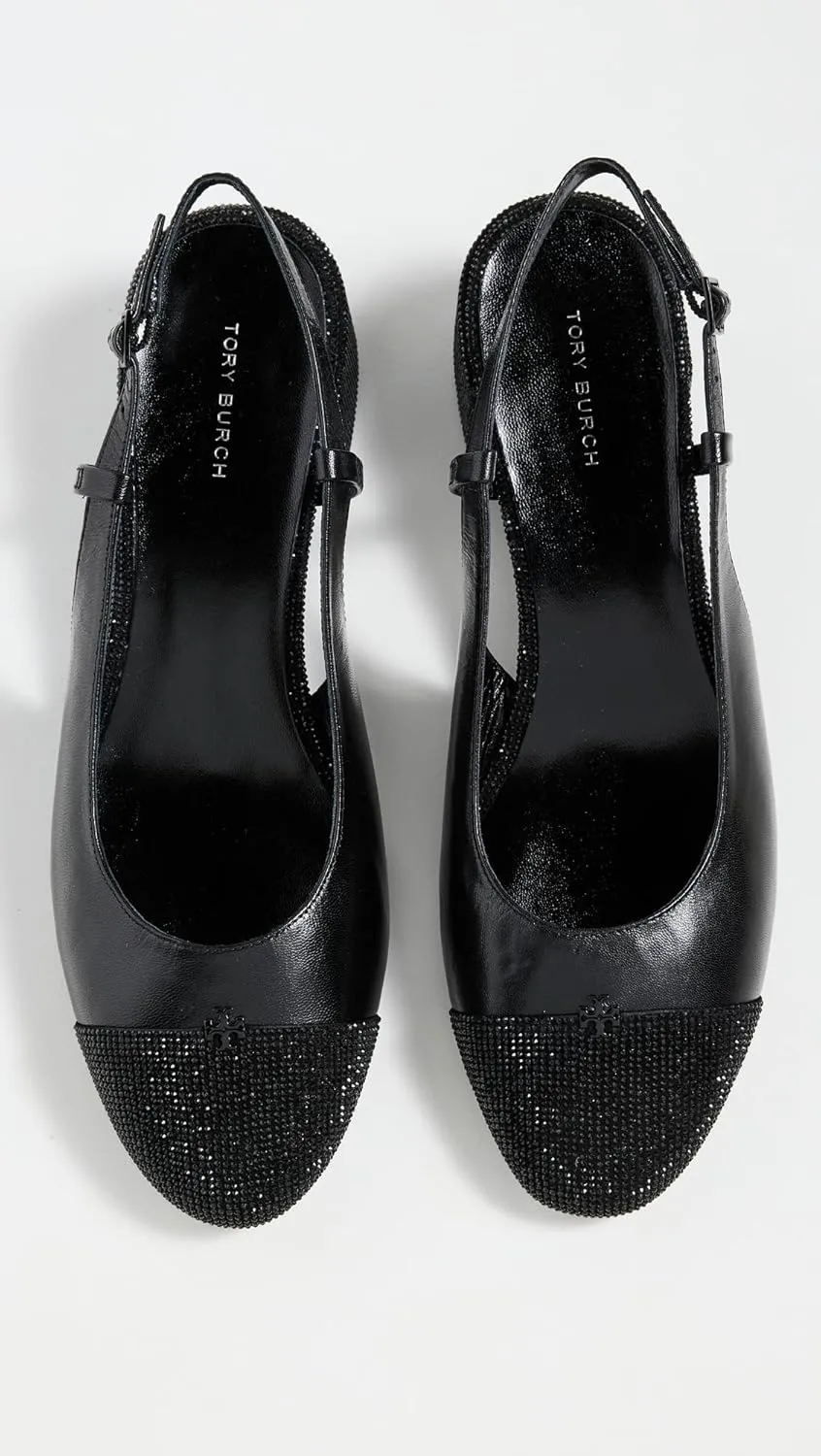 Tory Burch Women's Cap Toe Pave Slingbacks 45mm