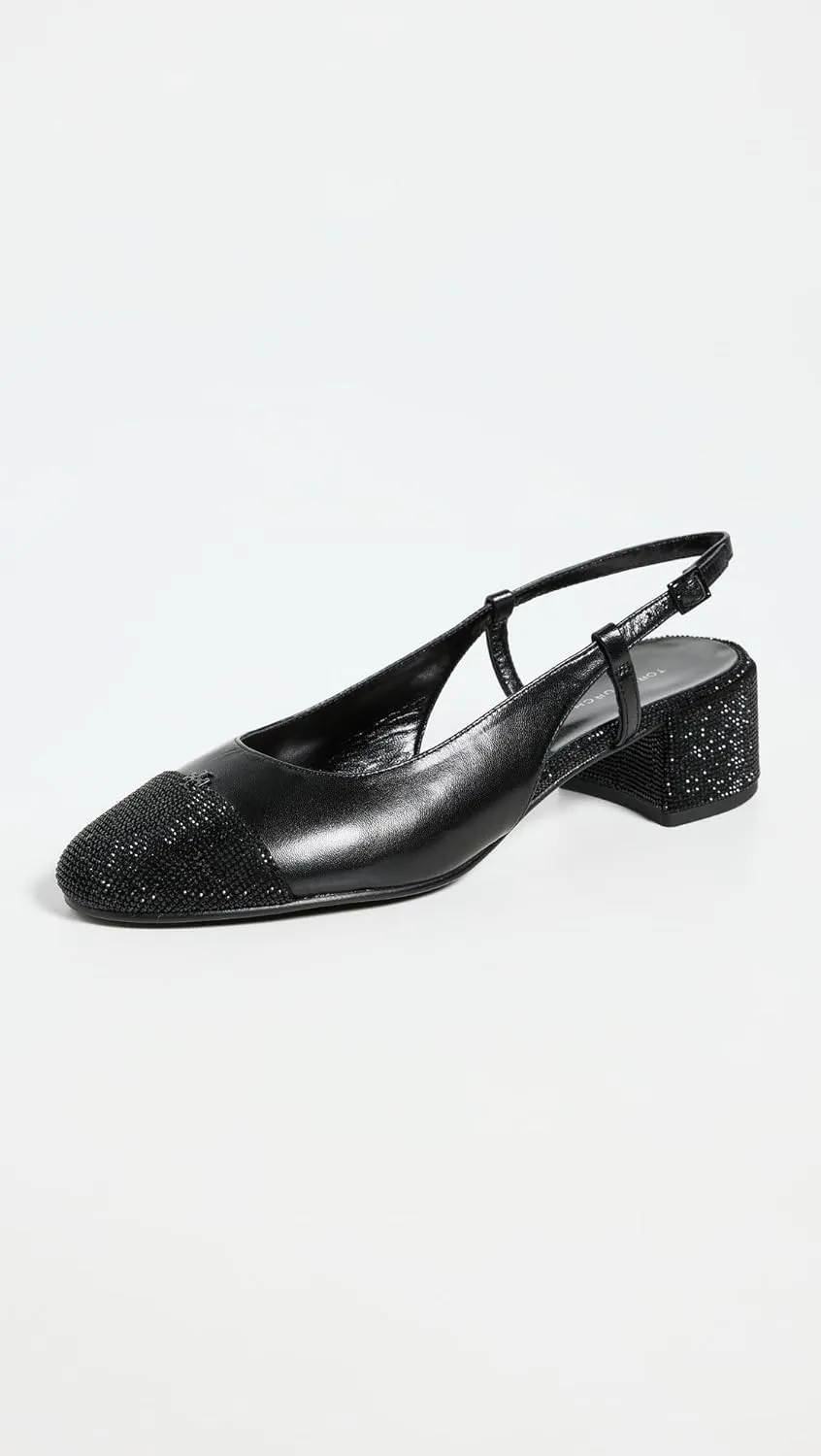 Tory Burch Women's Cap Toe Pave Slingbacks 45mm