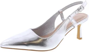TruFox Women's Pointed Toe Kitten Heel Pumps Slingback Short Heel Slip On