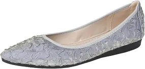 Women's Flats, Foldable Ballet Flats for Women, Fashion Silk Pionted Toe Comfort Lightweight Slip-On Dress Shoes