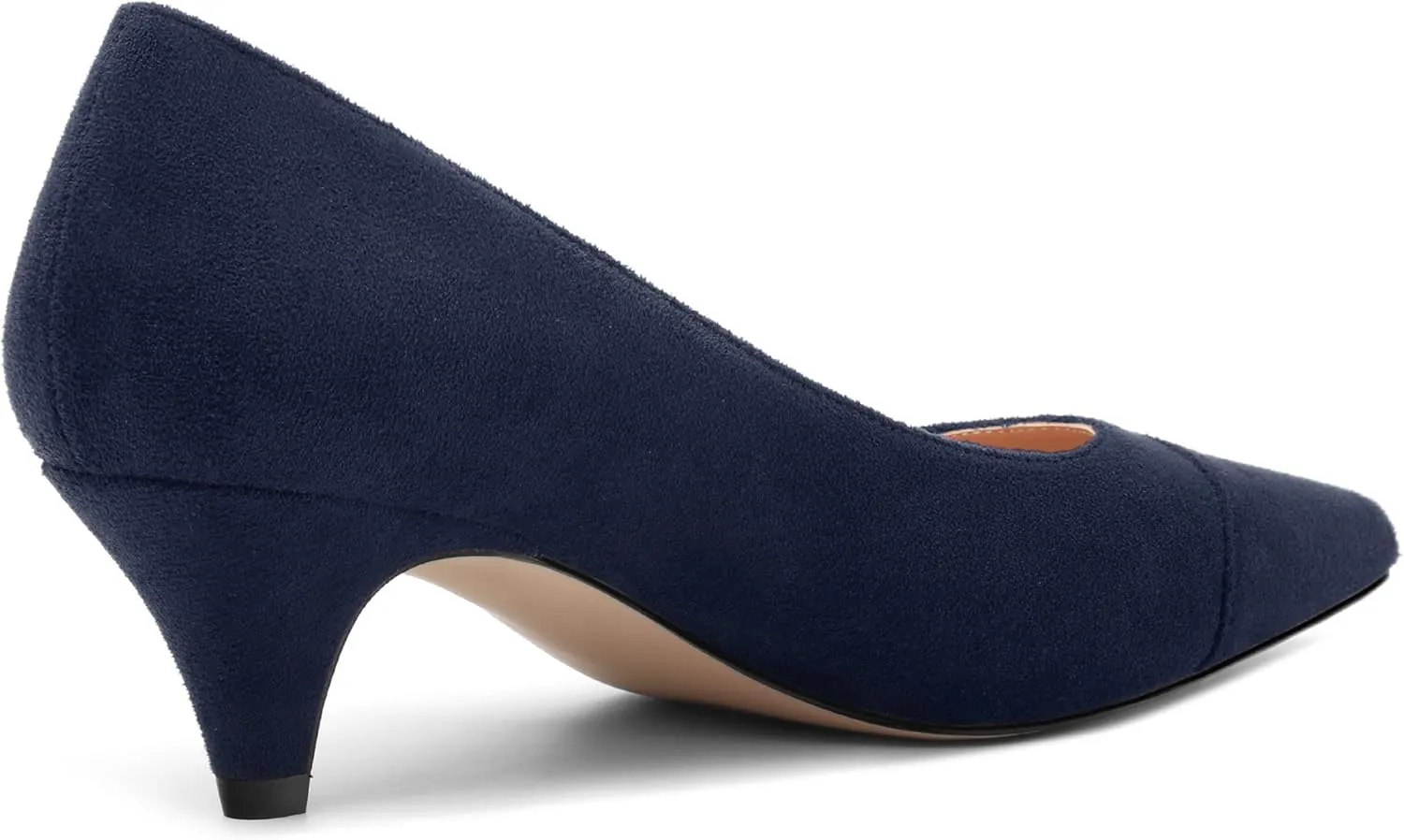 Women's Low Kitten Heel Pumps Casual Daily Solid Slip On Pointed Toe Suede Comfort Dress Shoes for Women 2 Inch