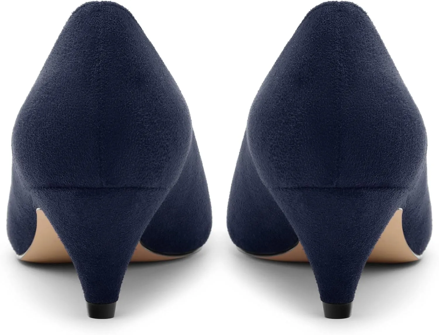 Women's Low Kitten Heel Pumps Casual Daily Solid Slip On Pointed Toe Suede Comfort Dress Shoes for Women 2 Inch