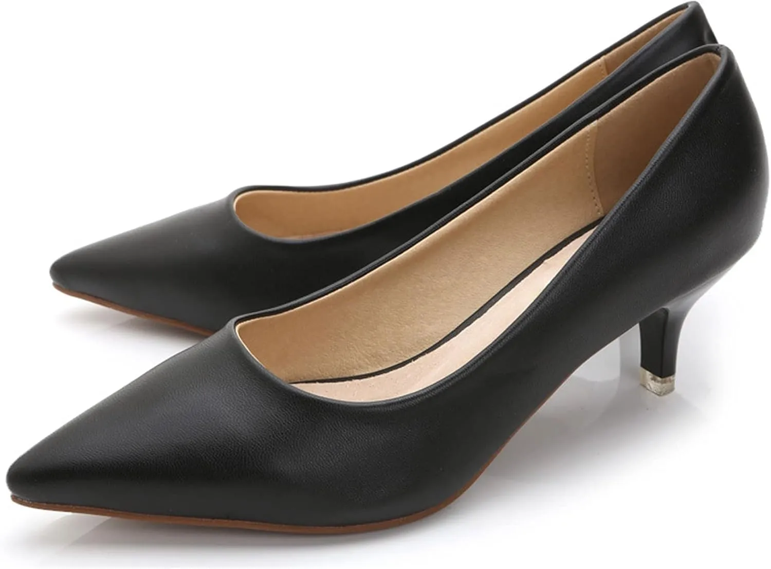 Women's Low Kitten Heel Pumps Classic Fashion Dress Pumps Simple Heeled Shoes for Office Work