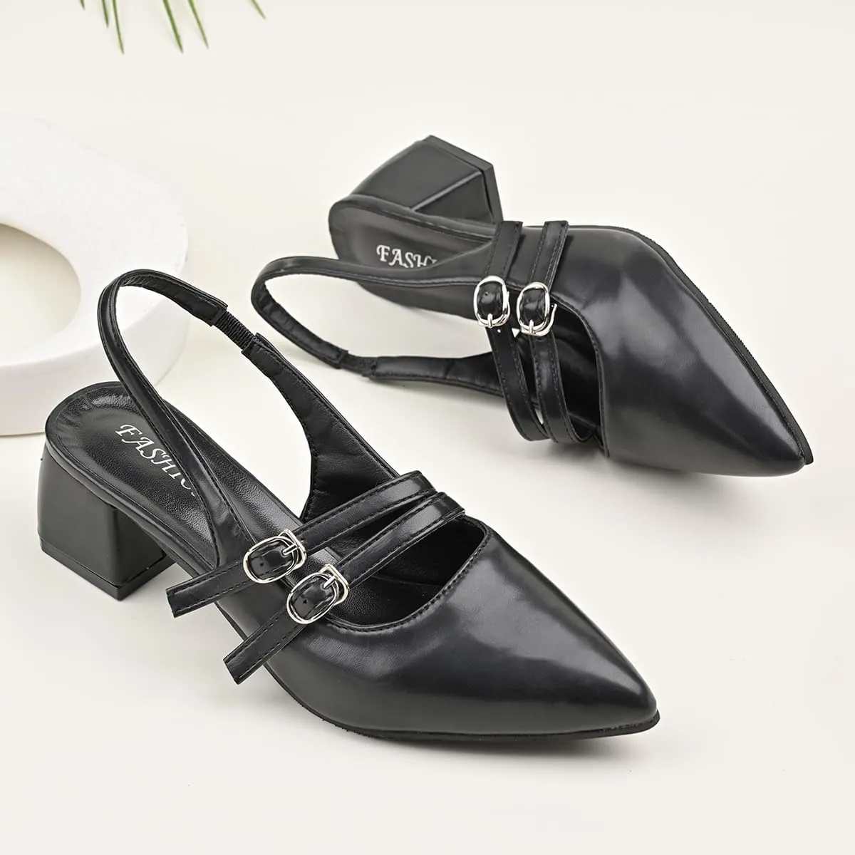 Women's Patent Leather Slingback Chunky Heels Mary Janes Pumps Buckle Closed Toe Low Heel Sandals Dress Evening Party Backless Shoes