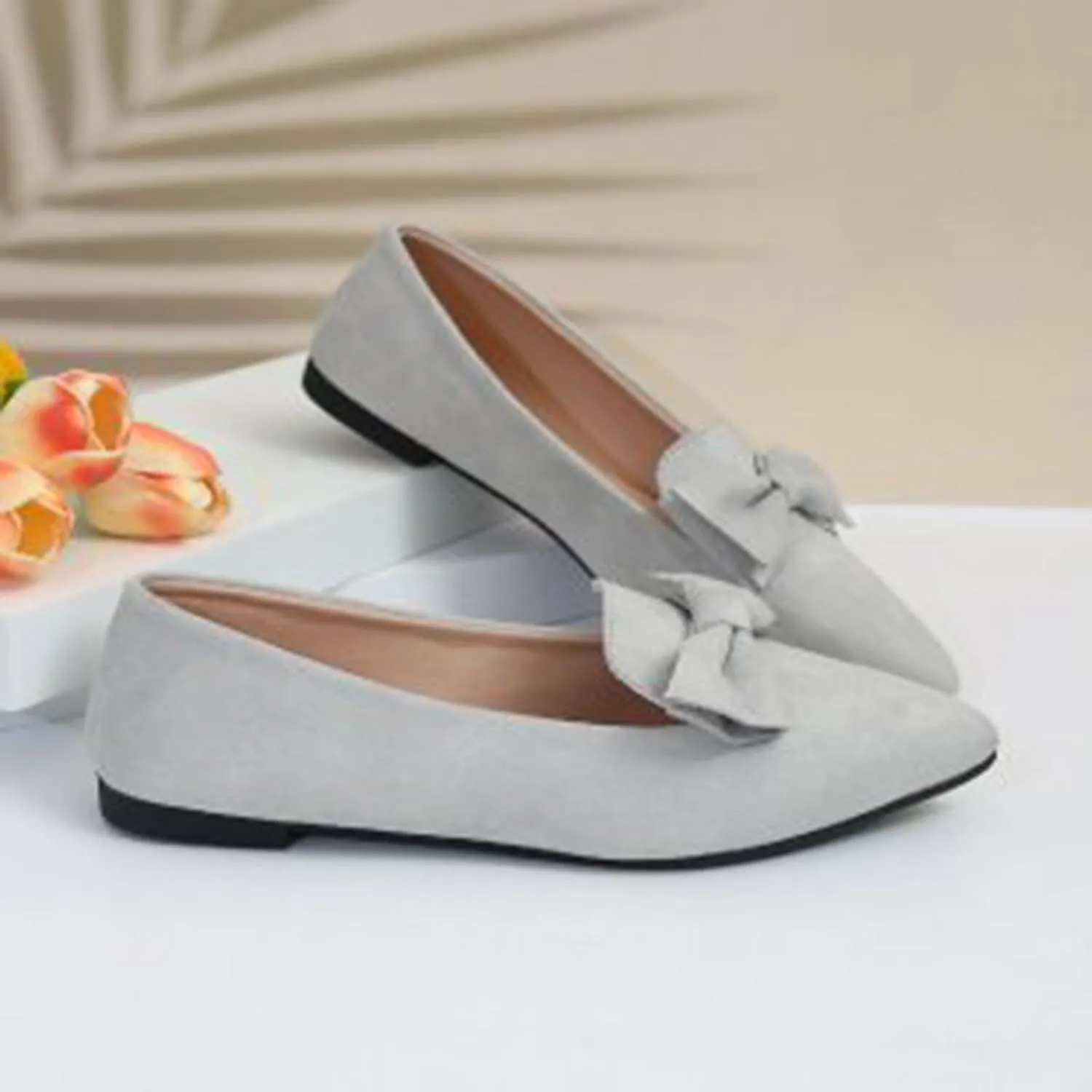 Women's Pointy Toe Loafer Fashion Faux Suede Work Flat Shoes Comfortable Slip on Ballet Women's Flats Casual Dressy