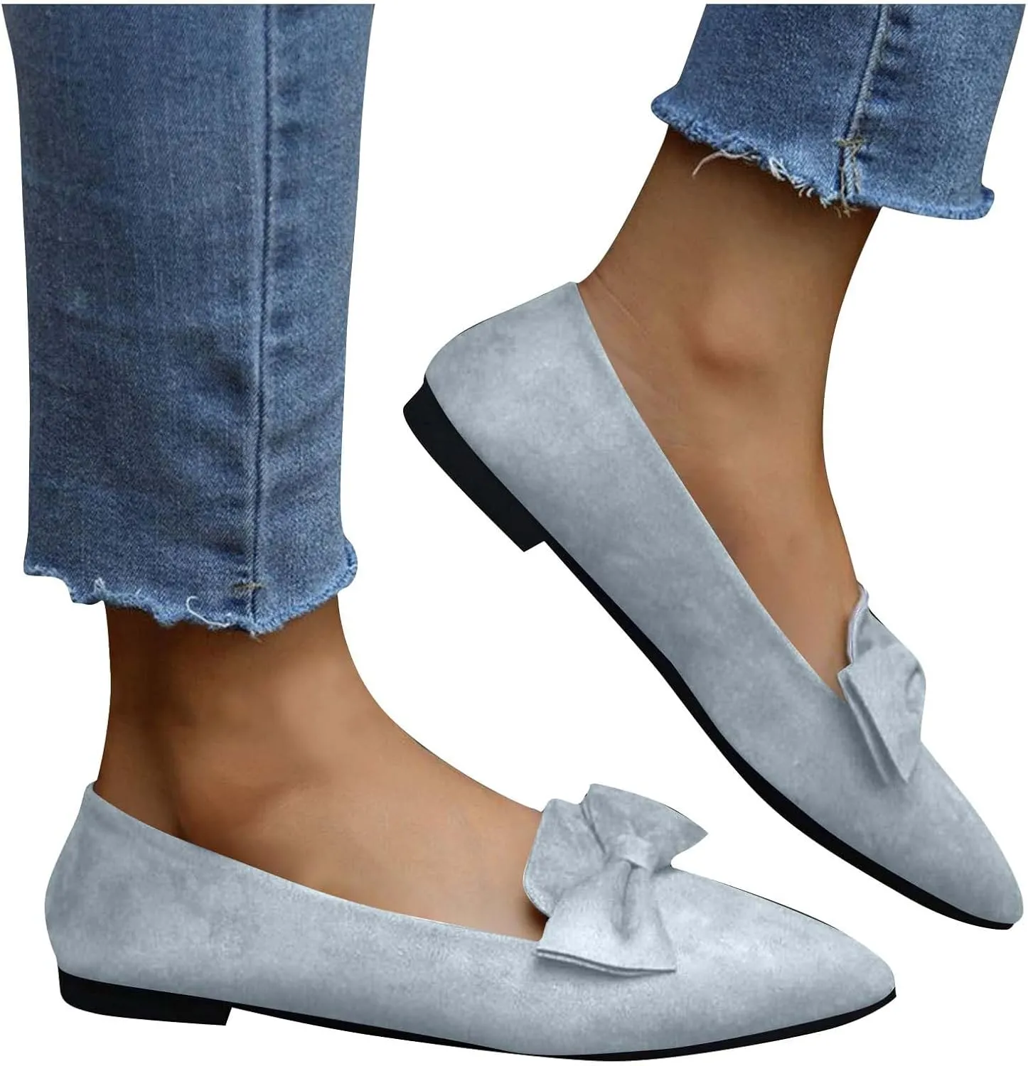 Women's Pointy Toe Loafer Fashion Faux Suede Work Flat Shoes Comfortable Slip on Ballet Women's Flats Casual Dressy