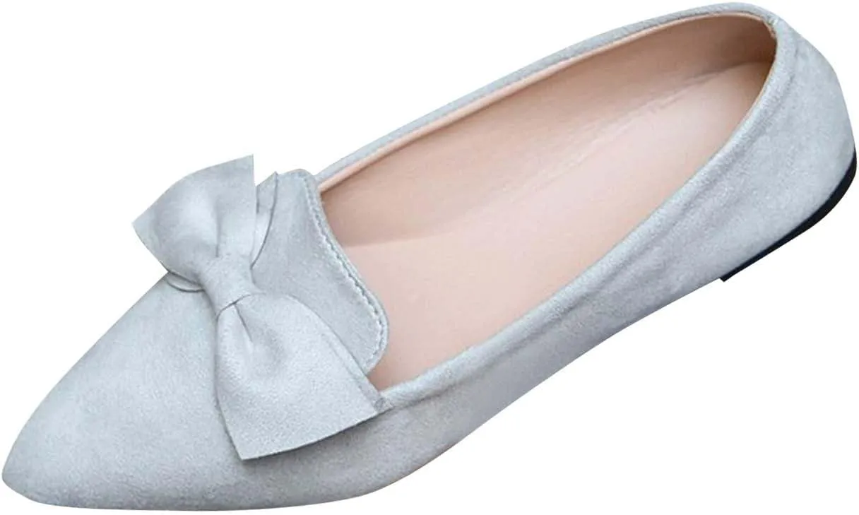 Women's Pointy Toe Loafer Fashion Faux Suede Work Flat Shoes Comfortable Slip on Ballet Women's Flats Casual Dressy