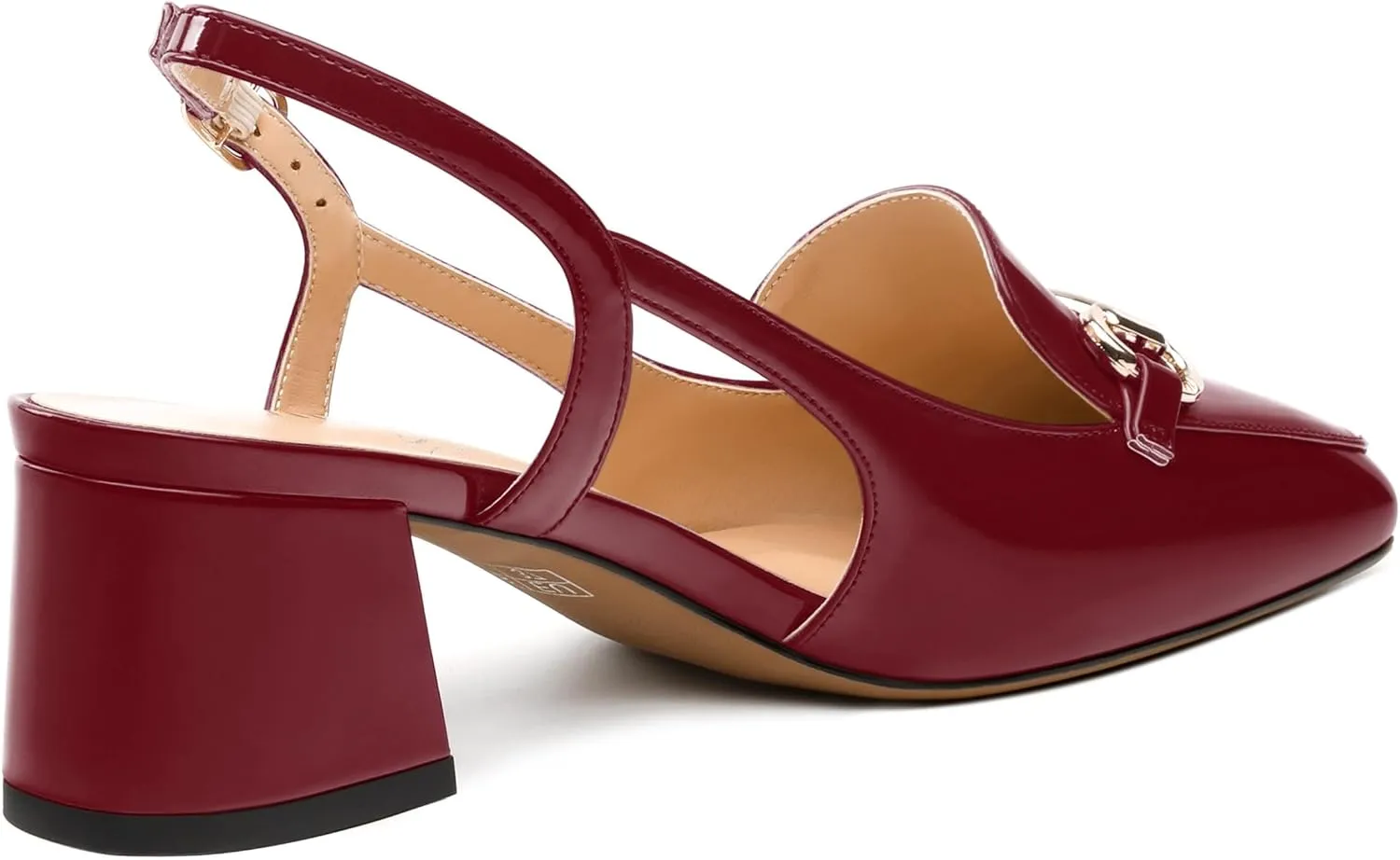 Womens Pumps, Square Toe Mid Block Heel Slingback Pump Shoes for Women, Chunky Heel Slingbacks with Metal Buckle 2"