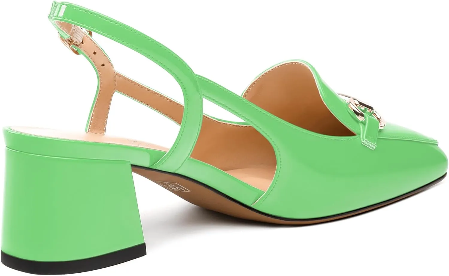 Womens Pumps, Square Toe Mid Block Heel Slingback Pump Shoes for Women, Chunky Heel Slingbacks with Metal Buckle 2"