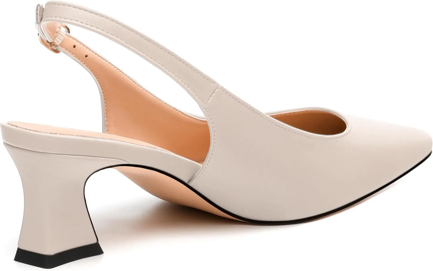 Womens Pumps, Square Toe Small Chunky Heel Slingbacks for Women, Leather Insole Slingback Pumps Buckle Closure 2"