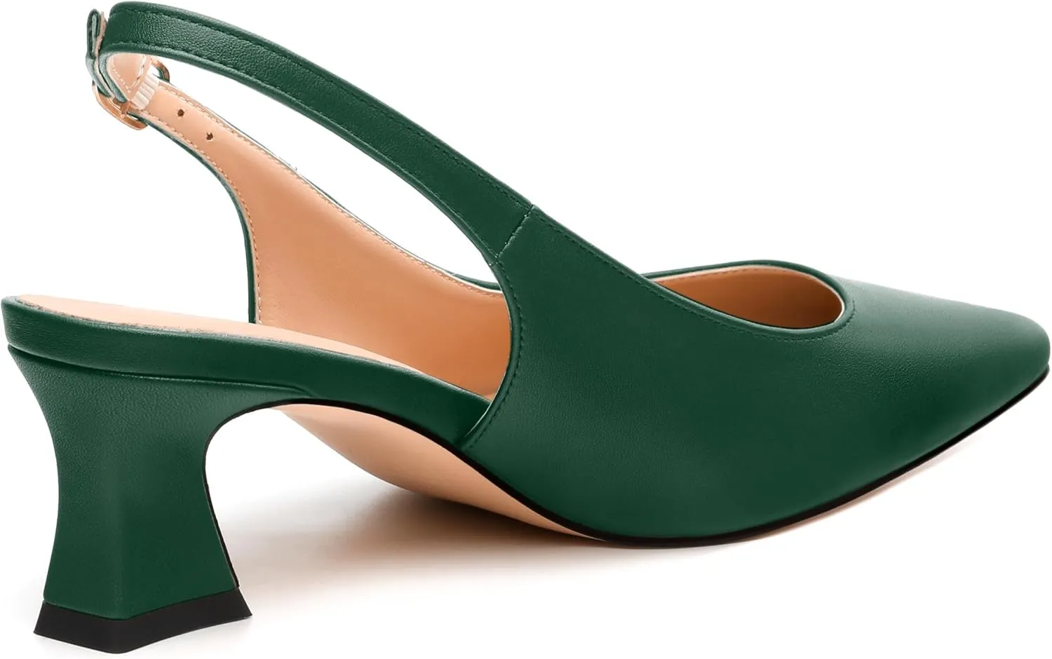 Womens Pumps, Square Toe Small Chunky Heel Slingbacks for Women, Leather Insole Slingback Pumps Buckle Closure 2"