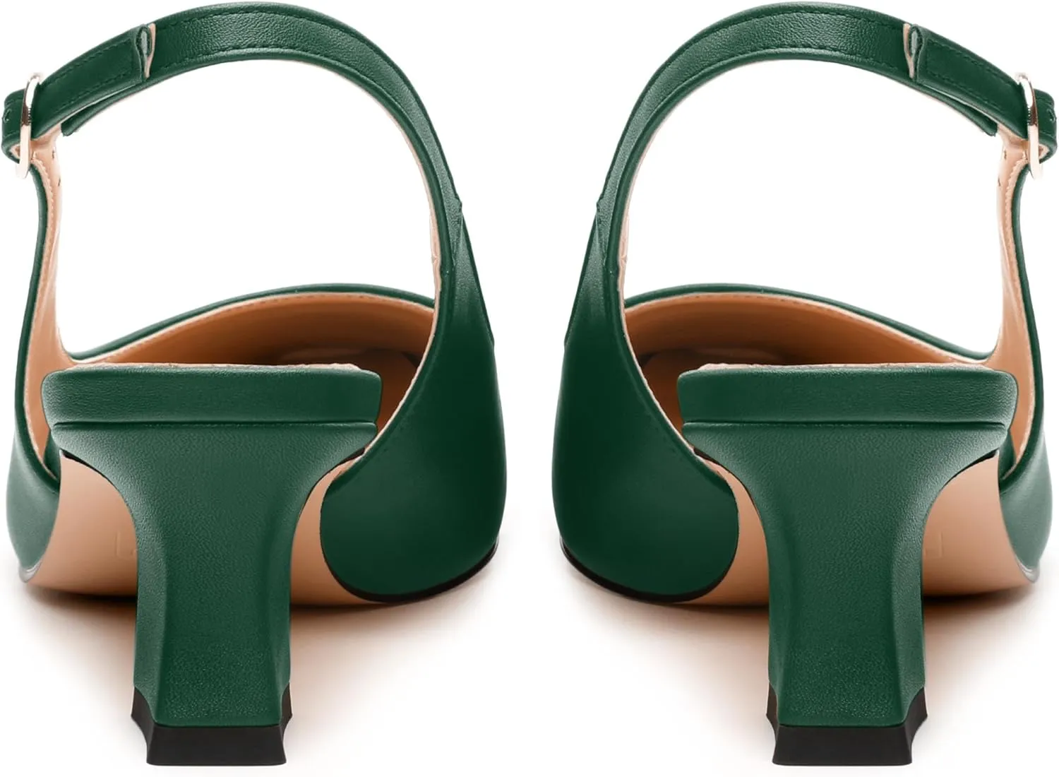 Womens Pumps, Square Toe Small Chunky Heel Slingbacks for Women, Leather Insole Slingback Pumps Buckle Closure 2"