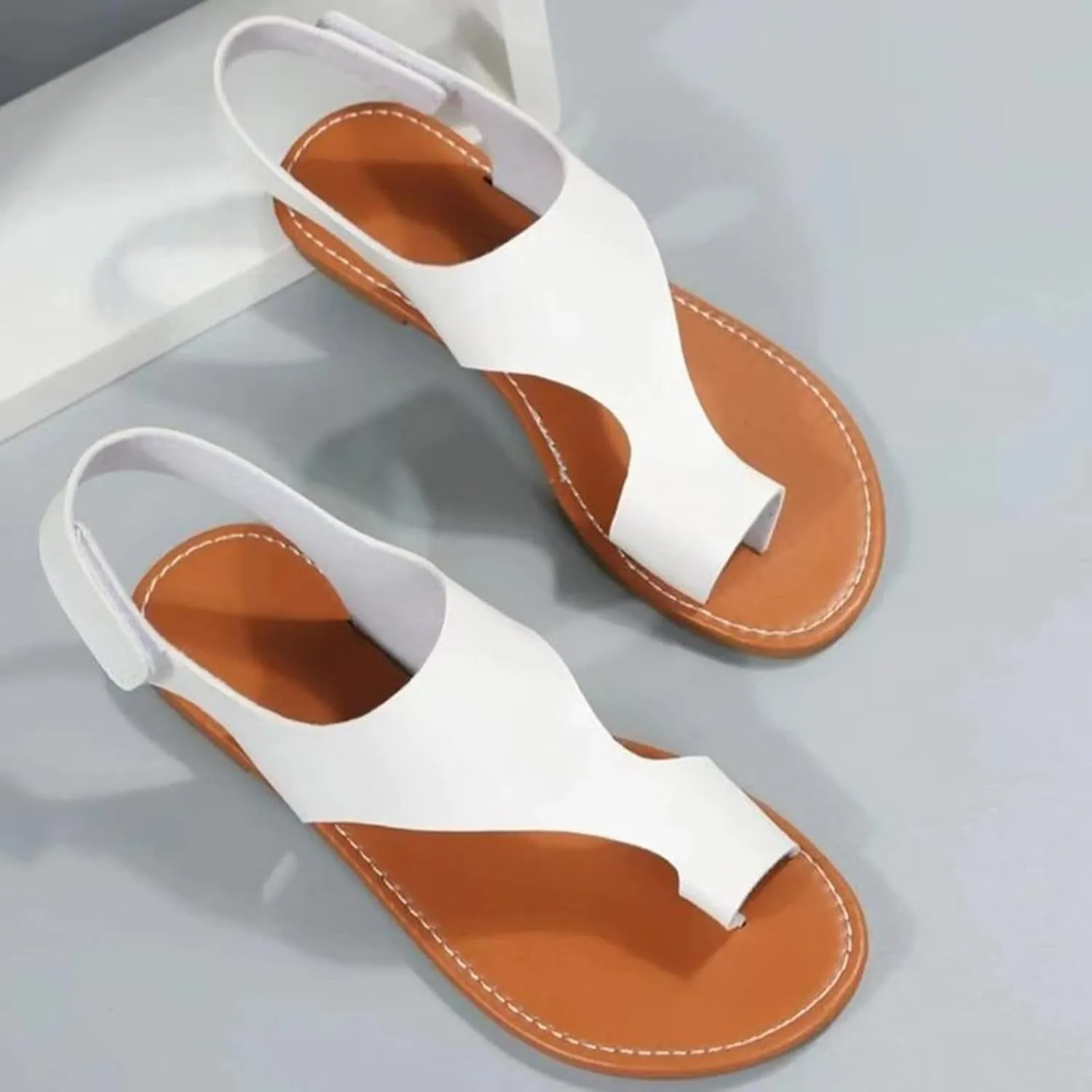 Womens Sandals Comfortable Cork Footbed Cushion Thong Sandal Adjustabe Strap Flip Flops Outdoor Slipper Work Flats