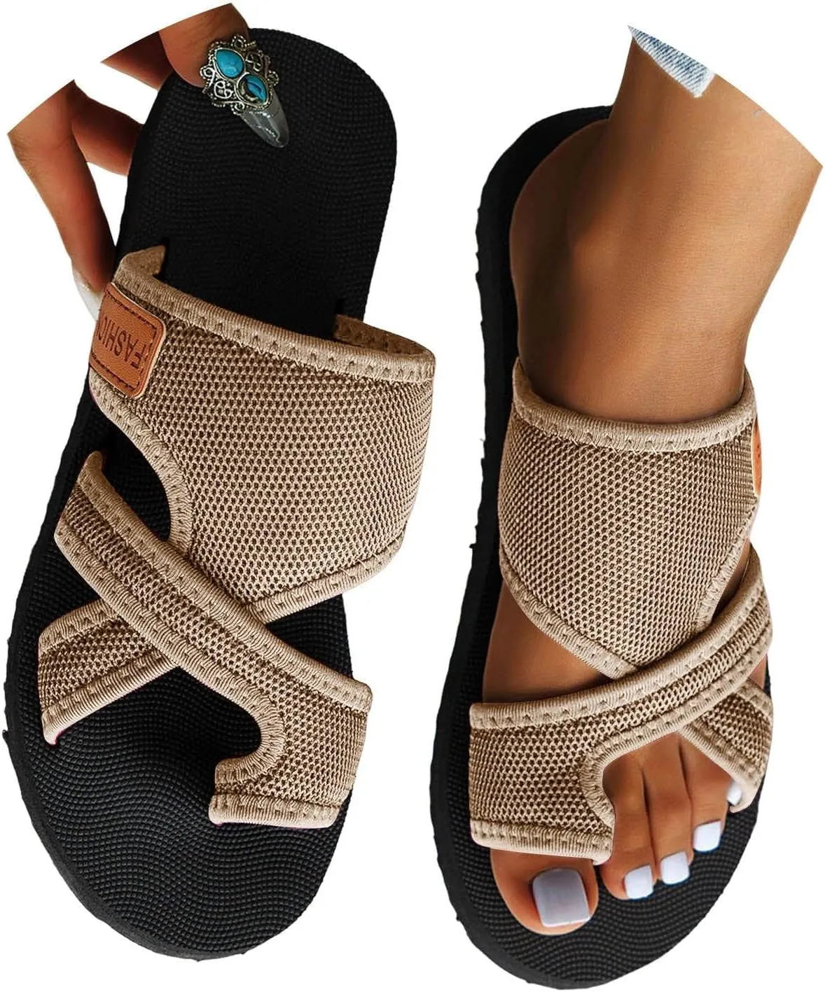 Women's Sandals Dressy Spring And Summer Flat Soled Fashionable Casual Open Toed Beach Sandals For Women Large Size