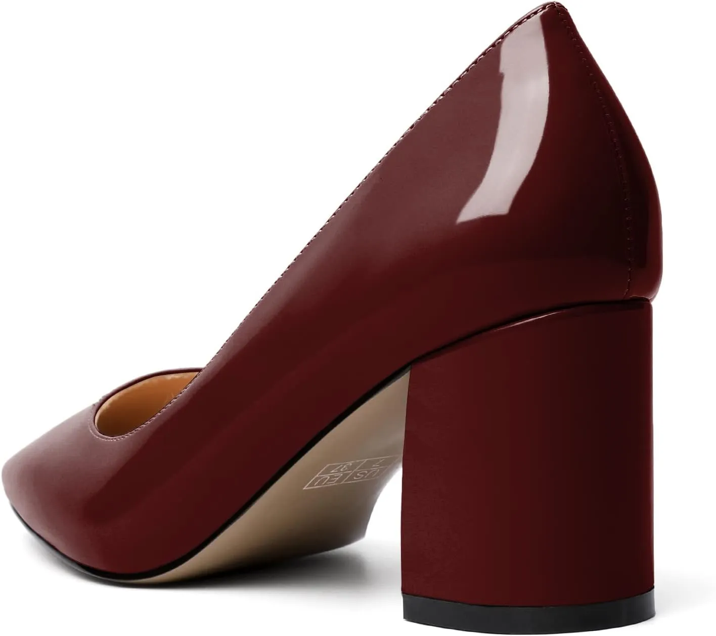 YODEKS Block Heel Slip-on Square Toe Low Chunky Heel Pumps Closed Toe Dress Shoes 2.5 Inch for Women Bride Wedding Evening Party