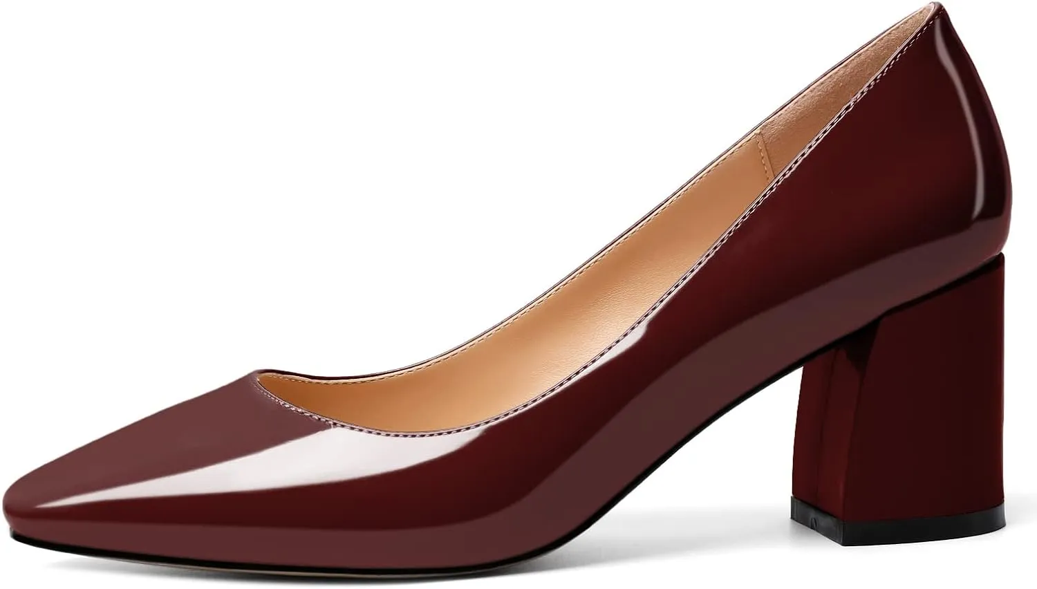 YODEKS Block Heel Slip-on Square Toe Low Chunky Heel Pumps Closed Toe Dress Shoes 2.5 Inch for Women Bride Wedding Evening Party