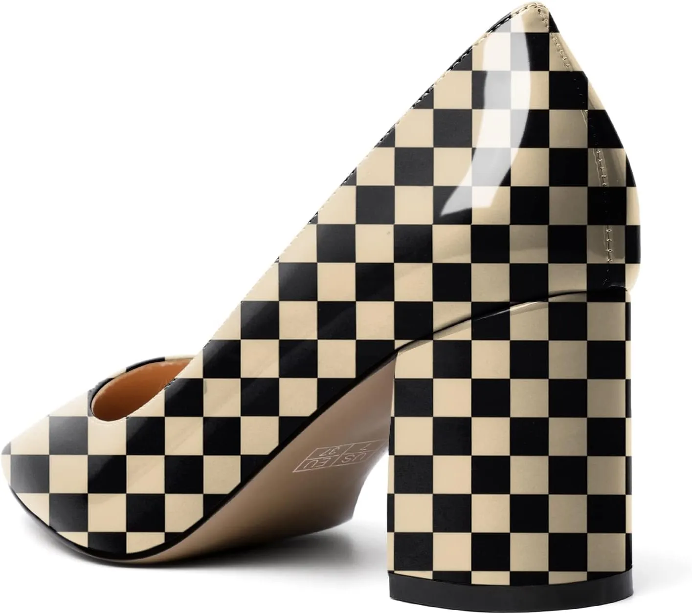 YODEKS Block Heel Slip-on Square Toe Low Chunky Heel Pumps Closed Toe Dress Shoes 2.5 Inch for Women Bride Wedding Evening Party