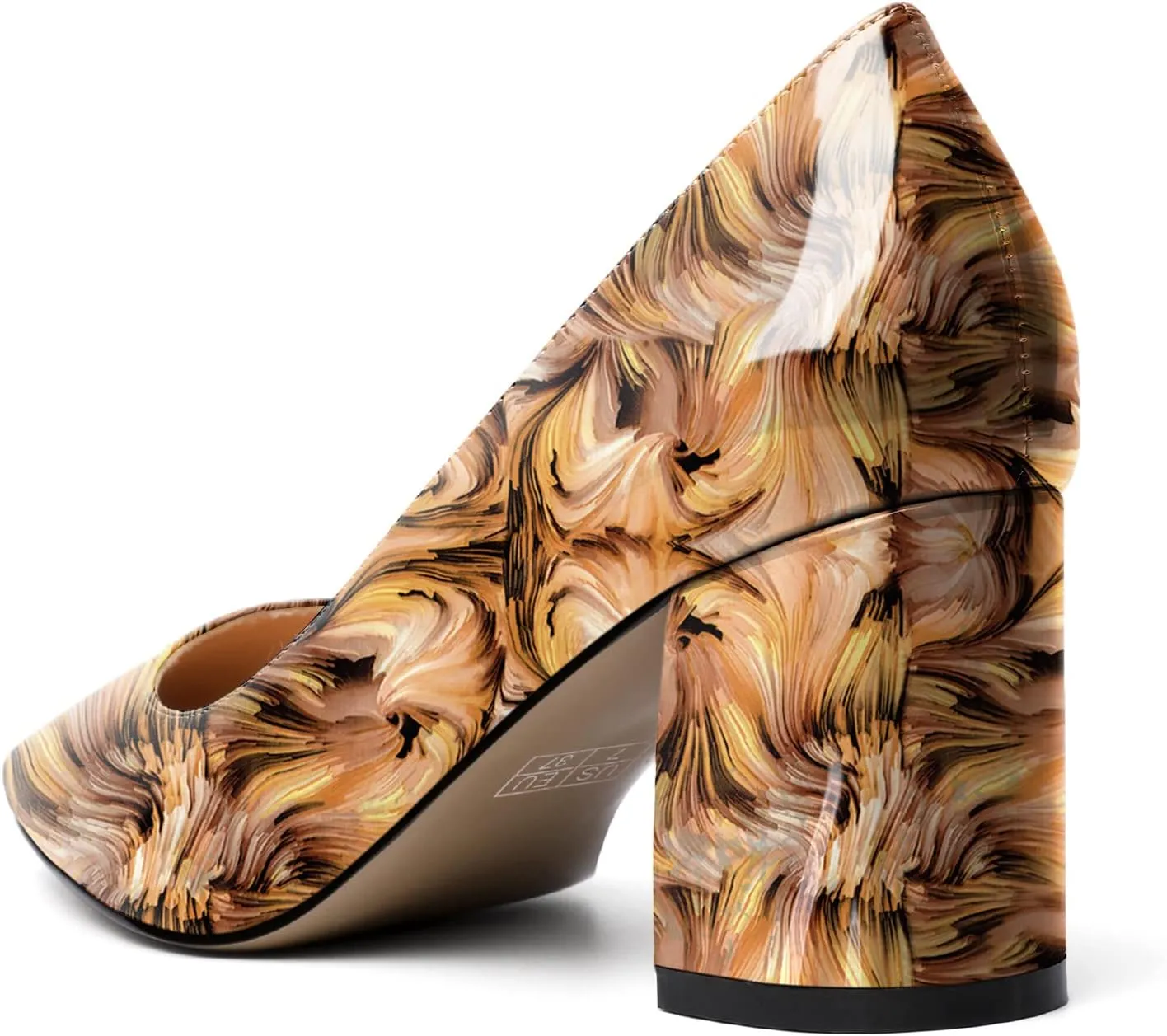 YODEKS Block Heel Slip-on Square Toe Low Chunky Heel Pumps Closed Toe Dress Shoes 2.5 Inch for Women Bride Wedding Evening Party