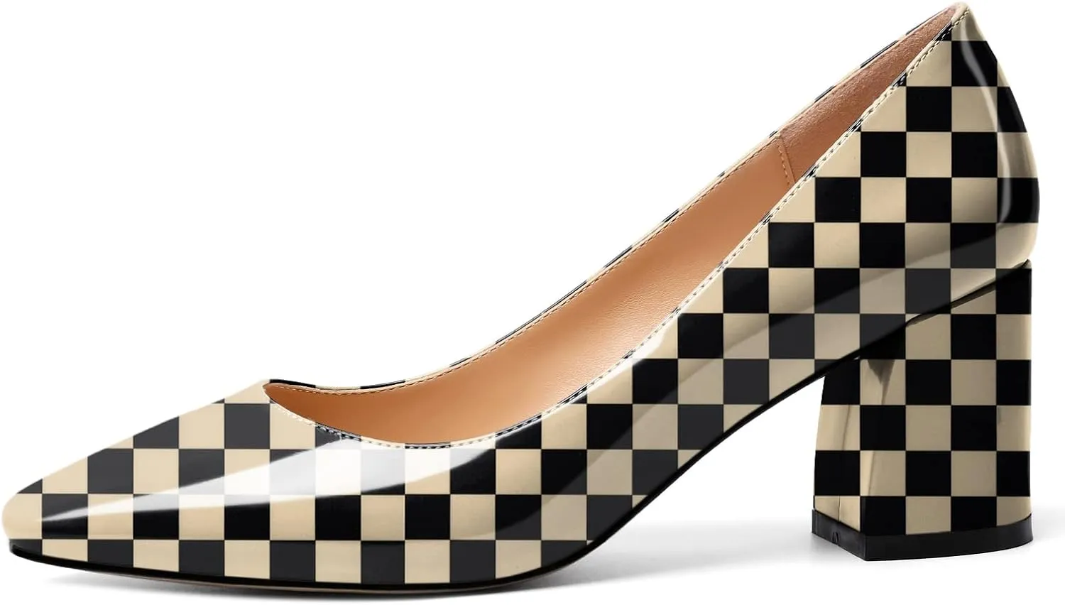 YODEKS Block Heel Slip-on Square Toe Low Chunky Heel Pumps Closed Toe Dress Shoes 2.5 Inch for Women Bride Wedding Evening Party