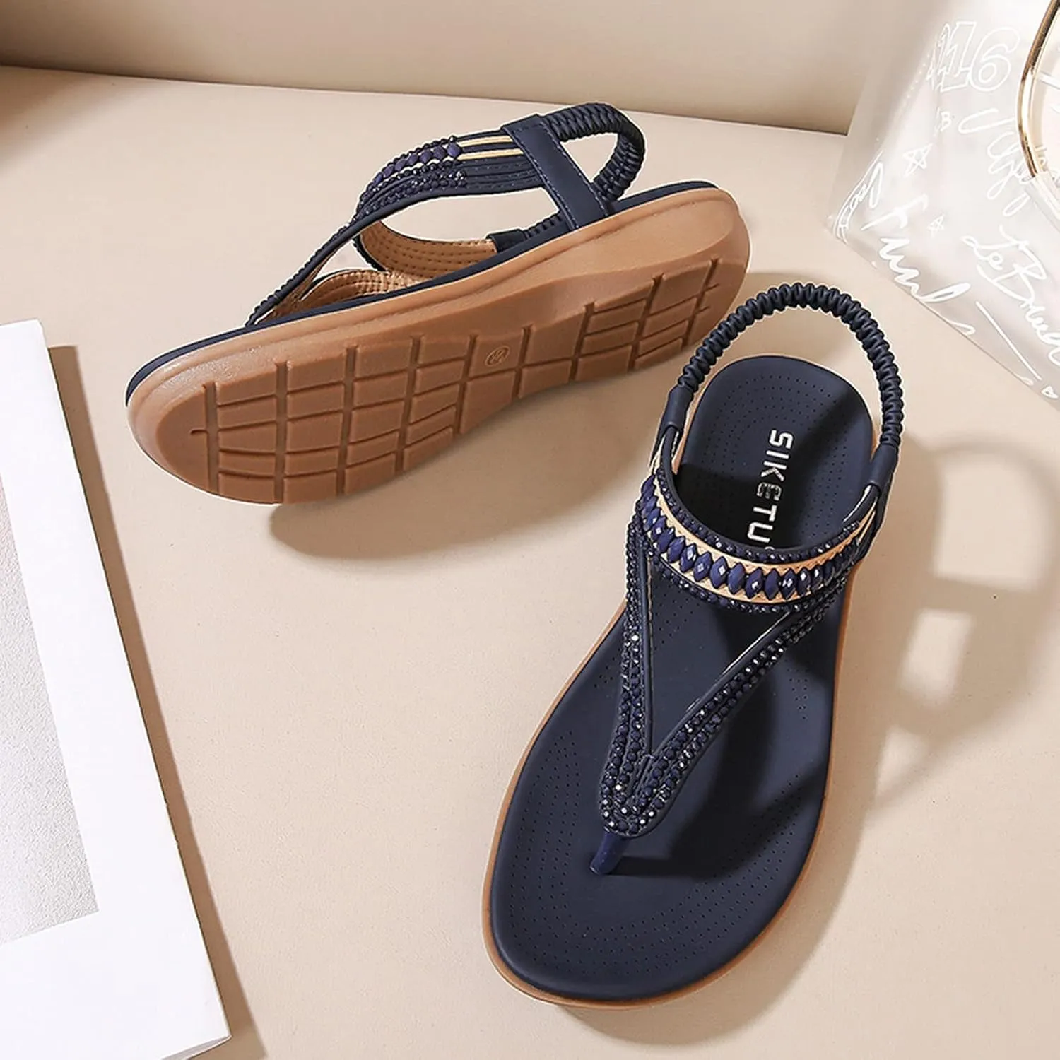 Yoga Mat Comfortable Flat Sandal for Women Fashion Versatile Leather Cool Shoes Casual Non Slip Flat Sandals