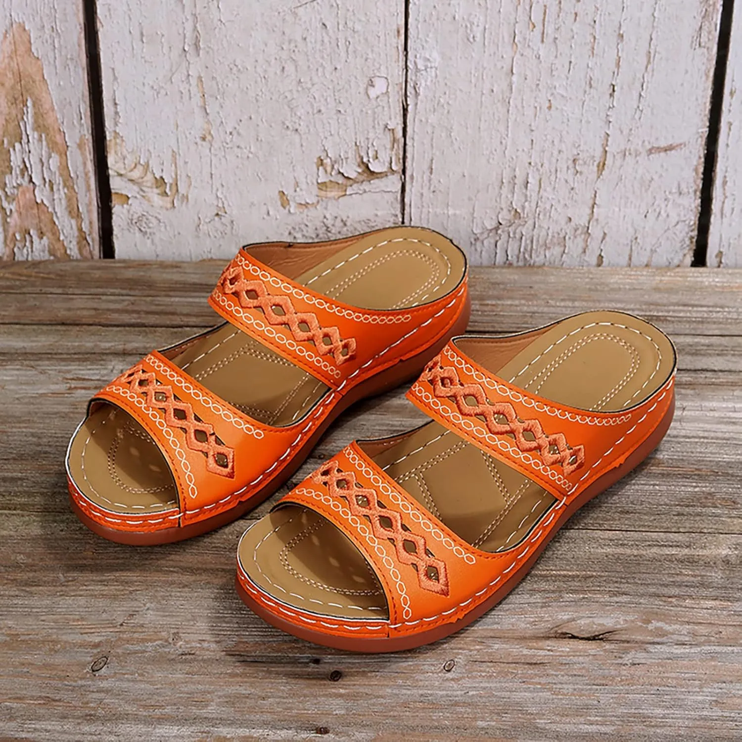 ZSpzx Wedge Sandals For Women 2025,Women's Slide Sandals,Arch Support Flip Flops Thong Slippers Comfortable Summer Dressy Casual Sandals Orthopedic Walking Beach Shoes Slip On Hollow Out Slippers